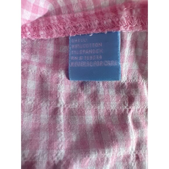 J.McLaughlin Womens Pink Gingham Button-Up Shirt Medium Cottage Preppy Coastal - Picture 3 of 5